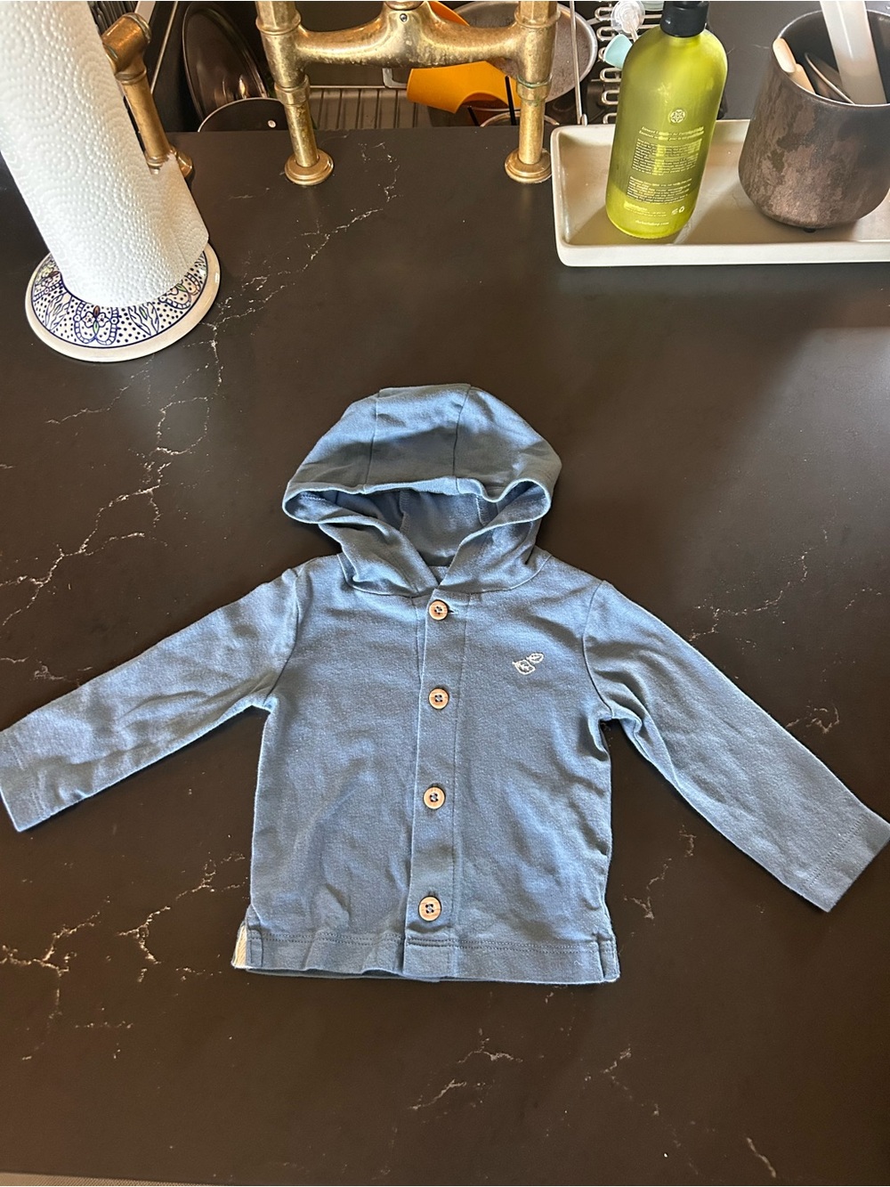 Carter's Light Blue Hooded Button-Up Sweatshirt